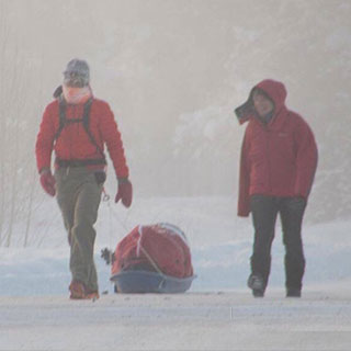 De Decker arriving at the First Nations community check point – Pelly Crossing. 