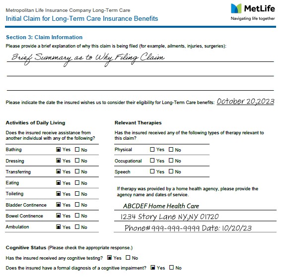 MetLife LongTerm Care Claims Process Initiating a Claim