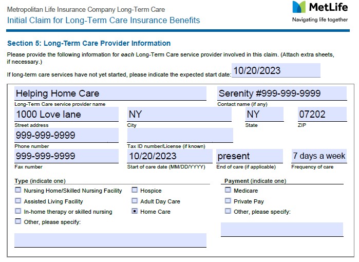 MetLife LongTerm Care Claims Process Initiating a Claim
