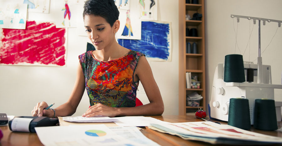 A women using a calculator