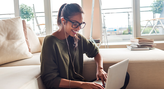 Woman using her laptop