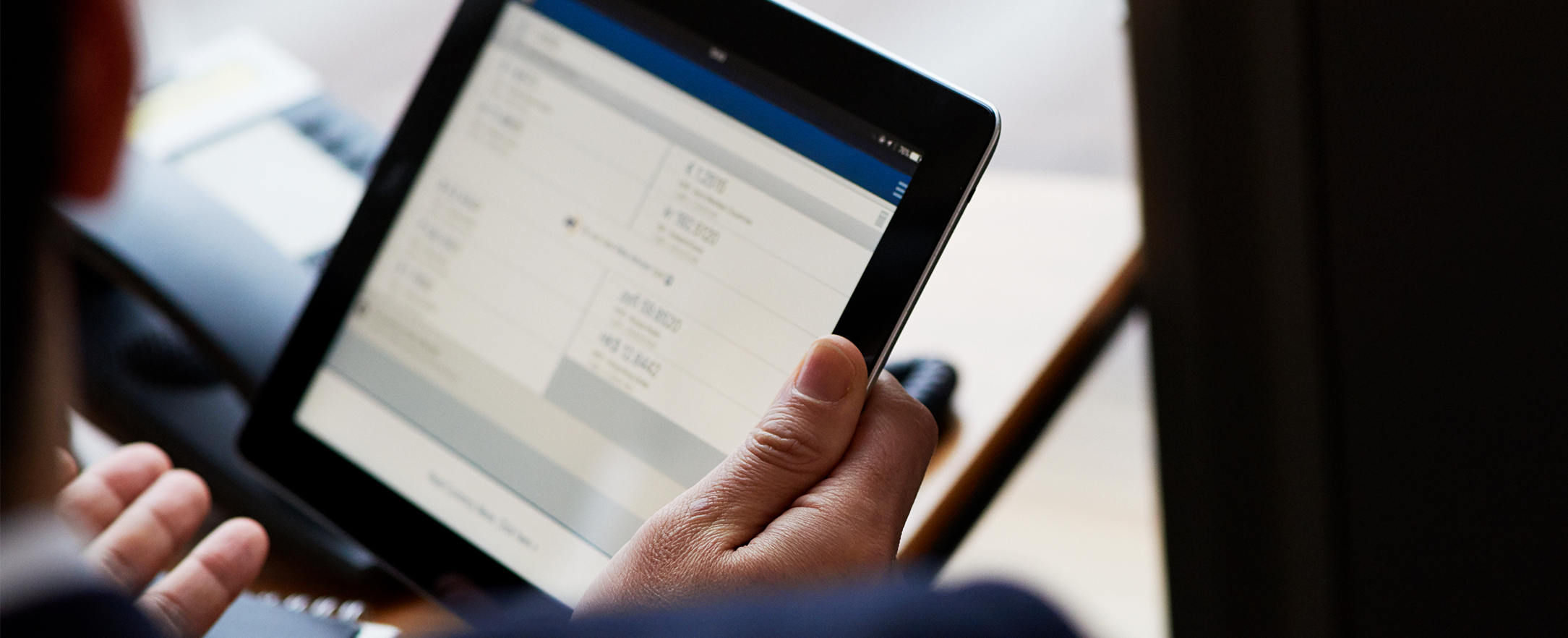 Person looking for details in iPad