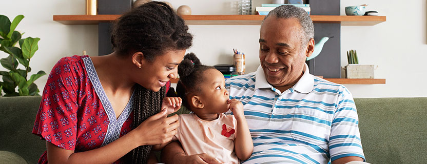 Grandparents spending time with grandchild