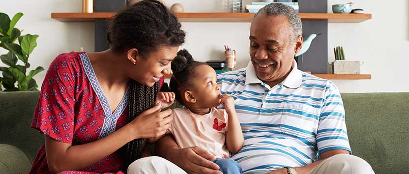 Grandparents spending time with granddaughter