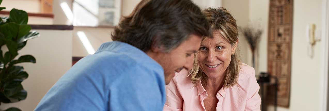 A couple on a casual discussion
