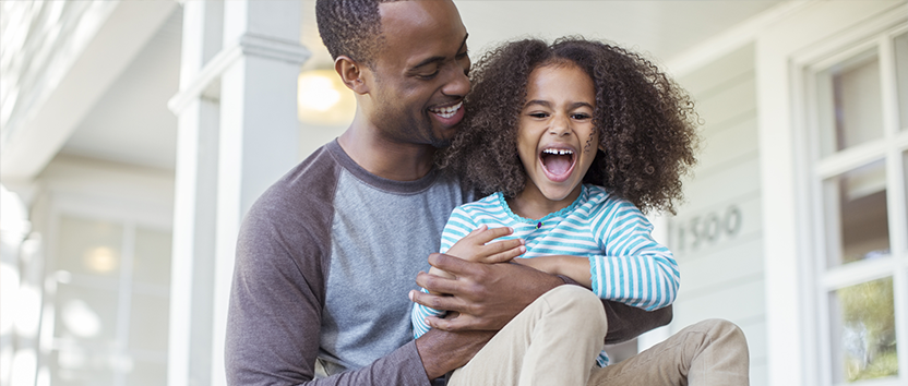 Happy dad and daughter