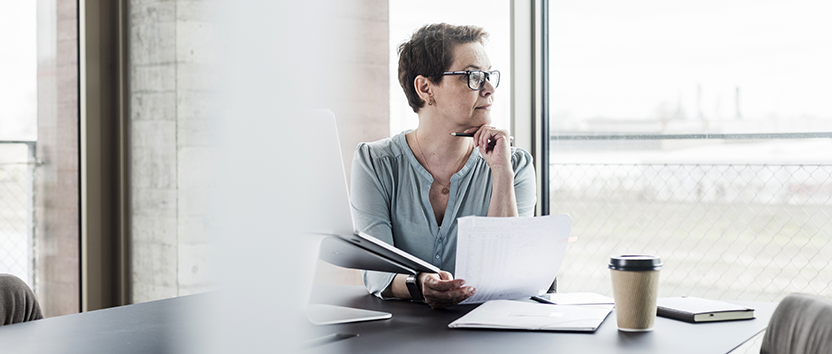 Woman at her office desk