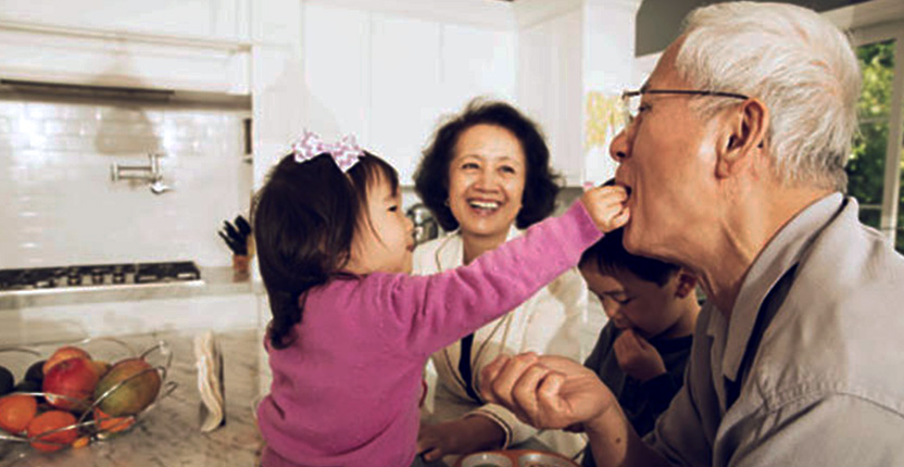 Grandparents spending time with grandchild