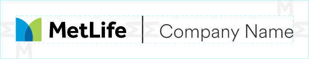 Diagram of how to display the MetLife logo locked up with another company’s logo..