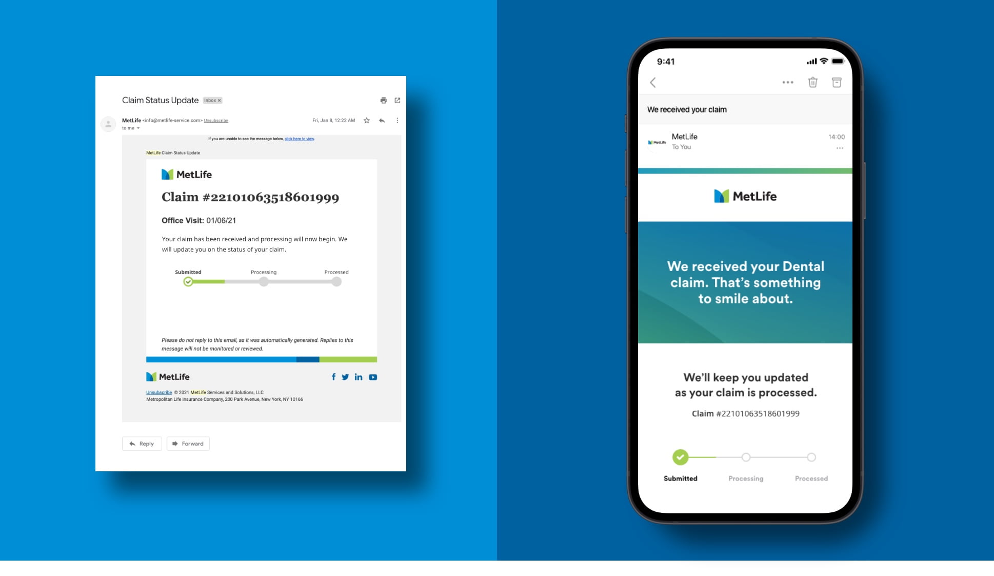 Side by side before (corporate-sounding) and after (human) example of a customer service message.